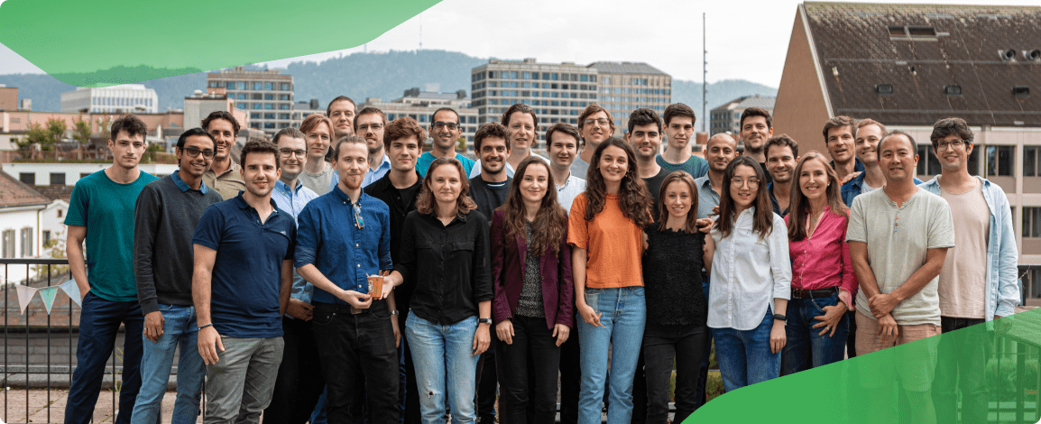 The Seervision Team and interns all together on a rooftop in Zurich